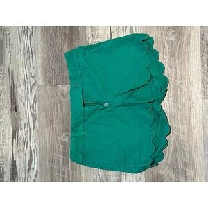 New J. Crew shorts size 00 women green chino scalloped shorts dress